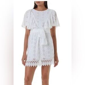 Melissa Odabash Kara Embroidered White Eyelet Mini Dress